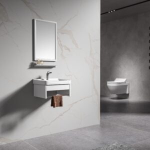 Bathroom Sink with Half Vanity Cabinet – White