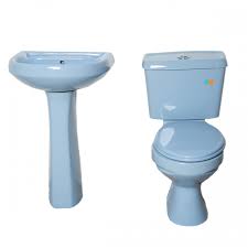 Full Set Close Coupled Toilet – Blue Design