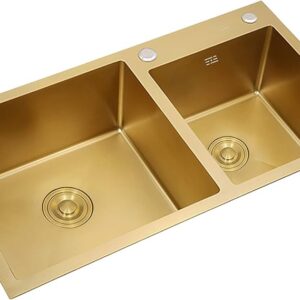 Gold Double Bowl Kitchen Sinks