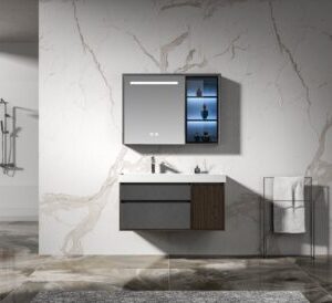 Grey and Coffee Brown Vanity Cabinet