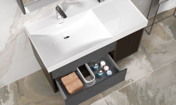 Grey and Coffee Brown Vanity Cabinet - Image 2