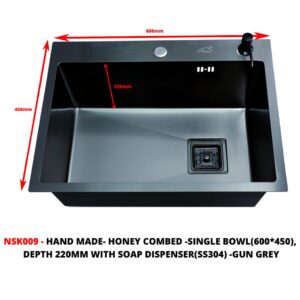Single Bowl Kitchen Sink - Gun Grey